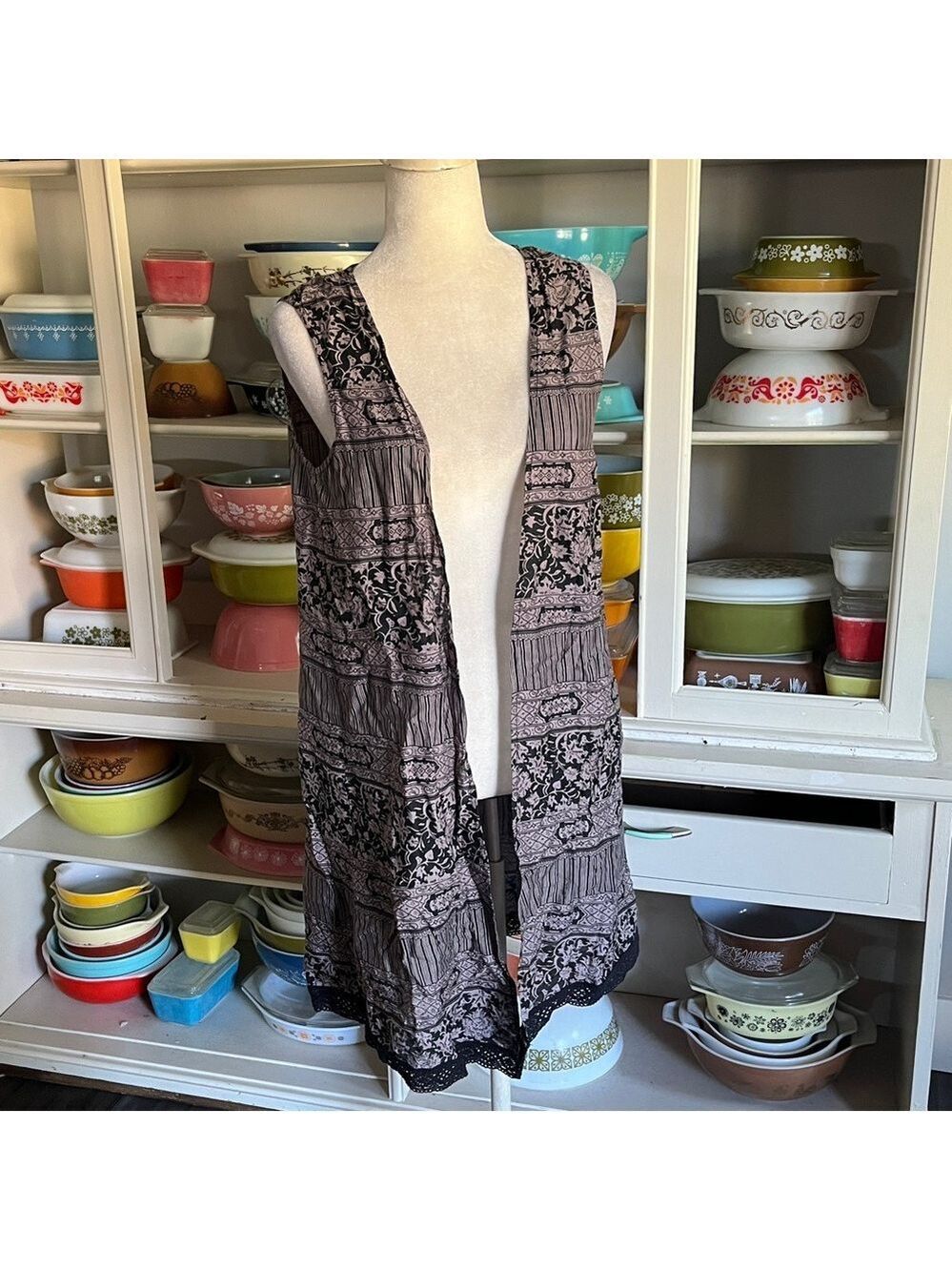 California Moonrise Boho Floral Vest  - Size Small